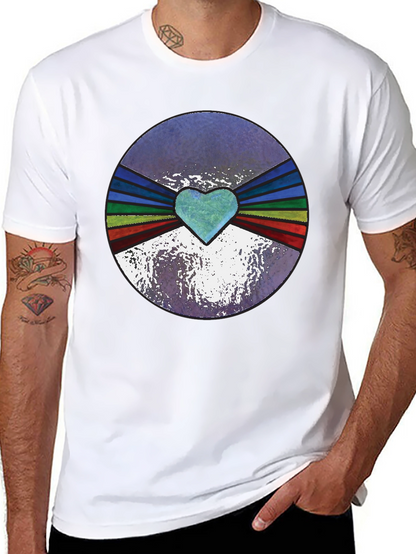 Retro Heartburst Graphic Tee - Black Cotton Blend