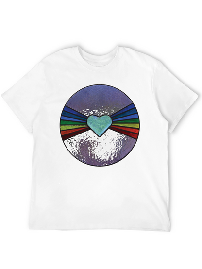 Retro Heartburst Graphic Tee - Black Cotton Blend