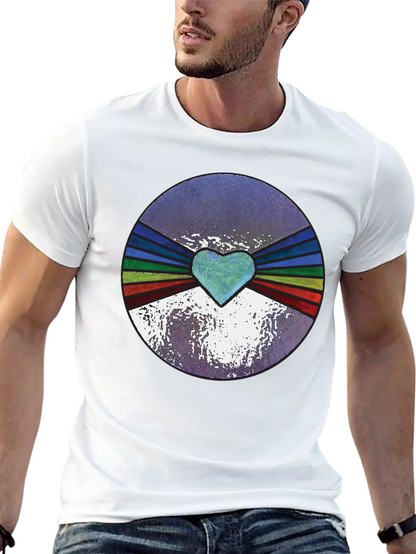 Retro Heartburst Graphic Tee - Black Cotton Blend