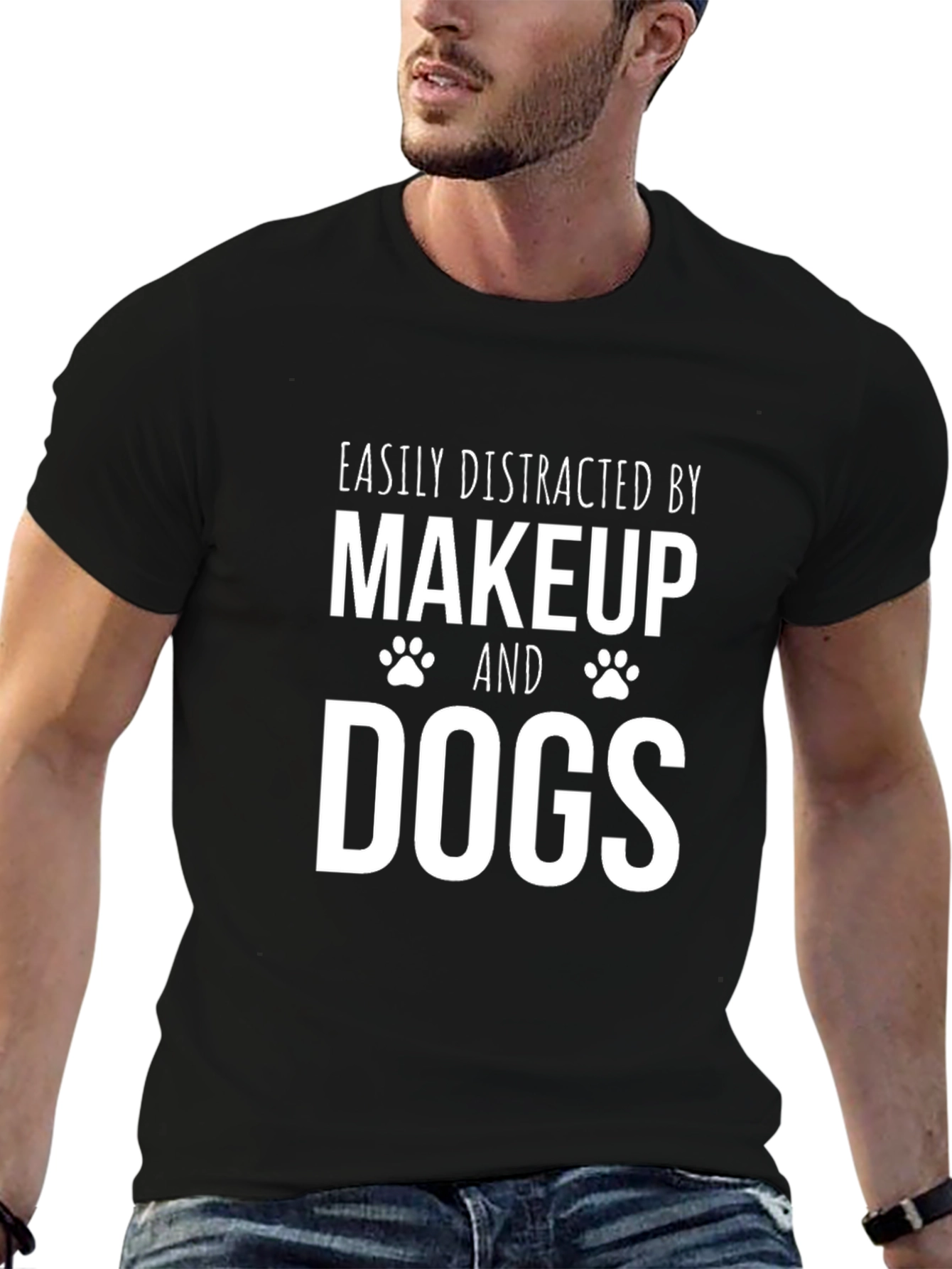 Makeup & Dogs Graphic Tee - Easily Distracted T-Shirt