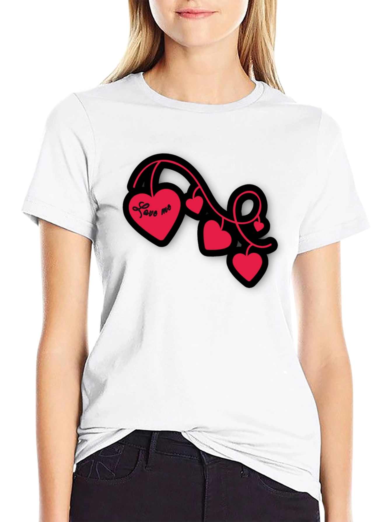 Love Me Heart Vine Graphic Tee - Black