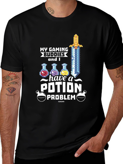 Gaming Buddies Potion Problem Black T-Shirt