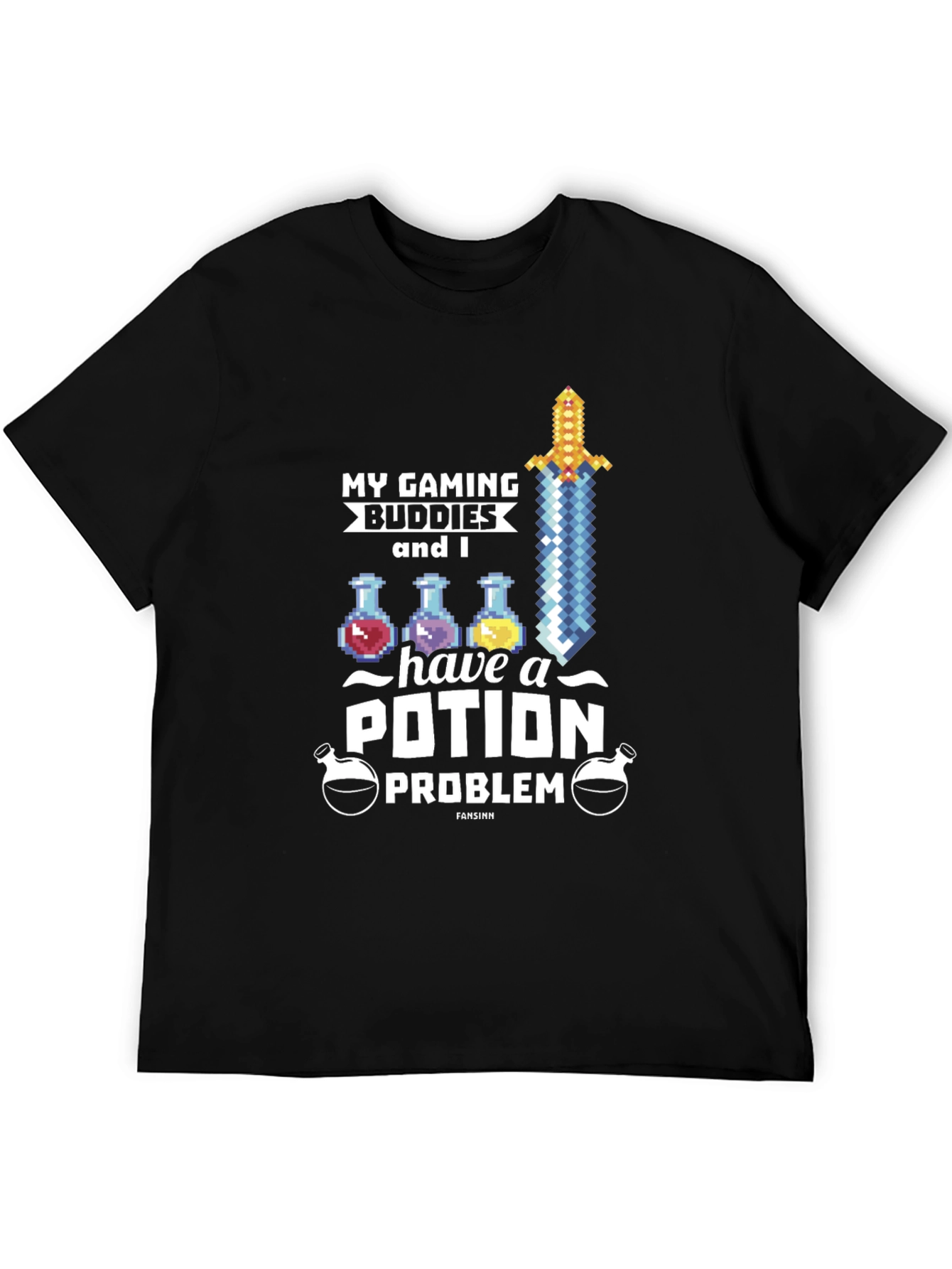Gaming Buddies Potion Problem Black T-Shirt