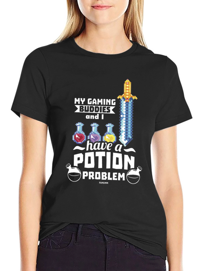 Gaming Buddies Potion Problem Black T-Shirt