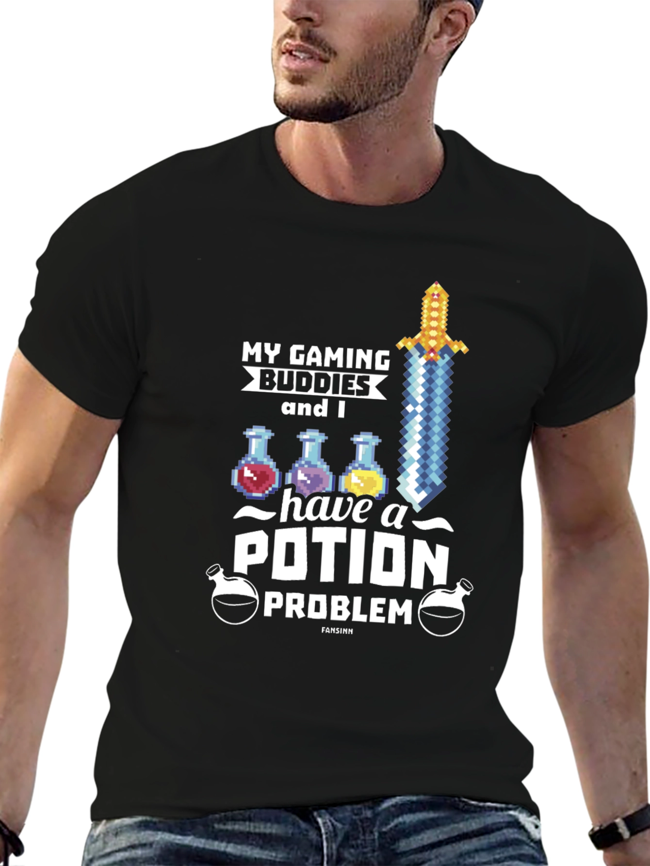 Gaming Buddies Potion Problem Black T-Shirt