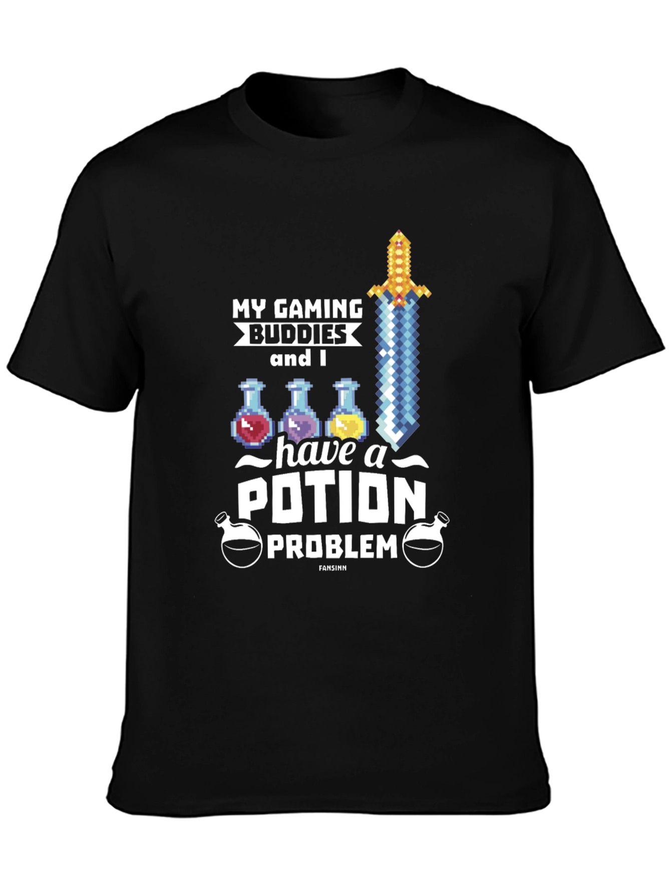 Gaming Buddies Potion Problem Black T-Shirt