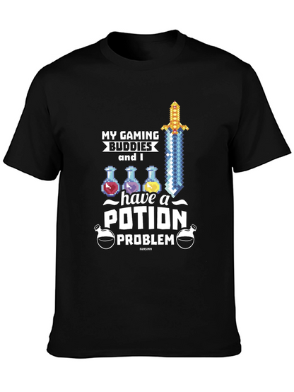 Gaming Buddies Potion Problem Black T-Shirt