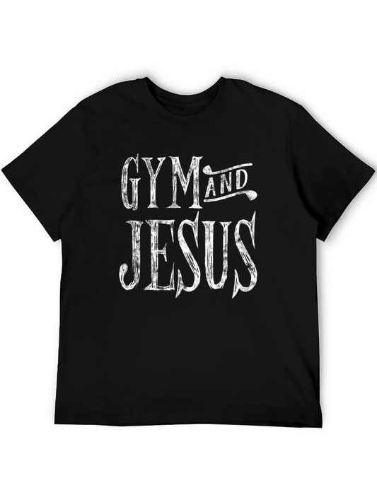 Gym and Jesus Graphic Tee - Black Cotton Shirt