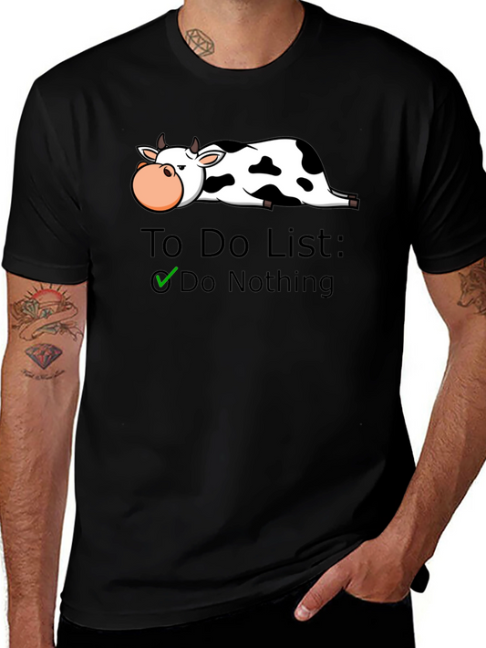 Lazy Cow To-Do List Graphic T-Shirt - Do Nothing!