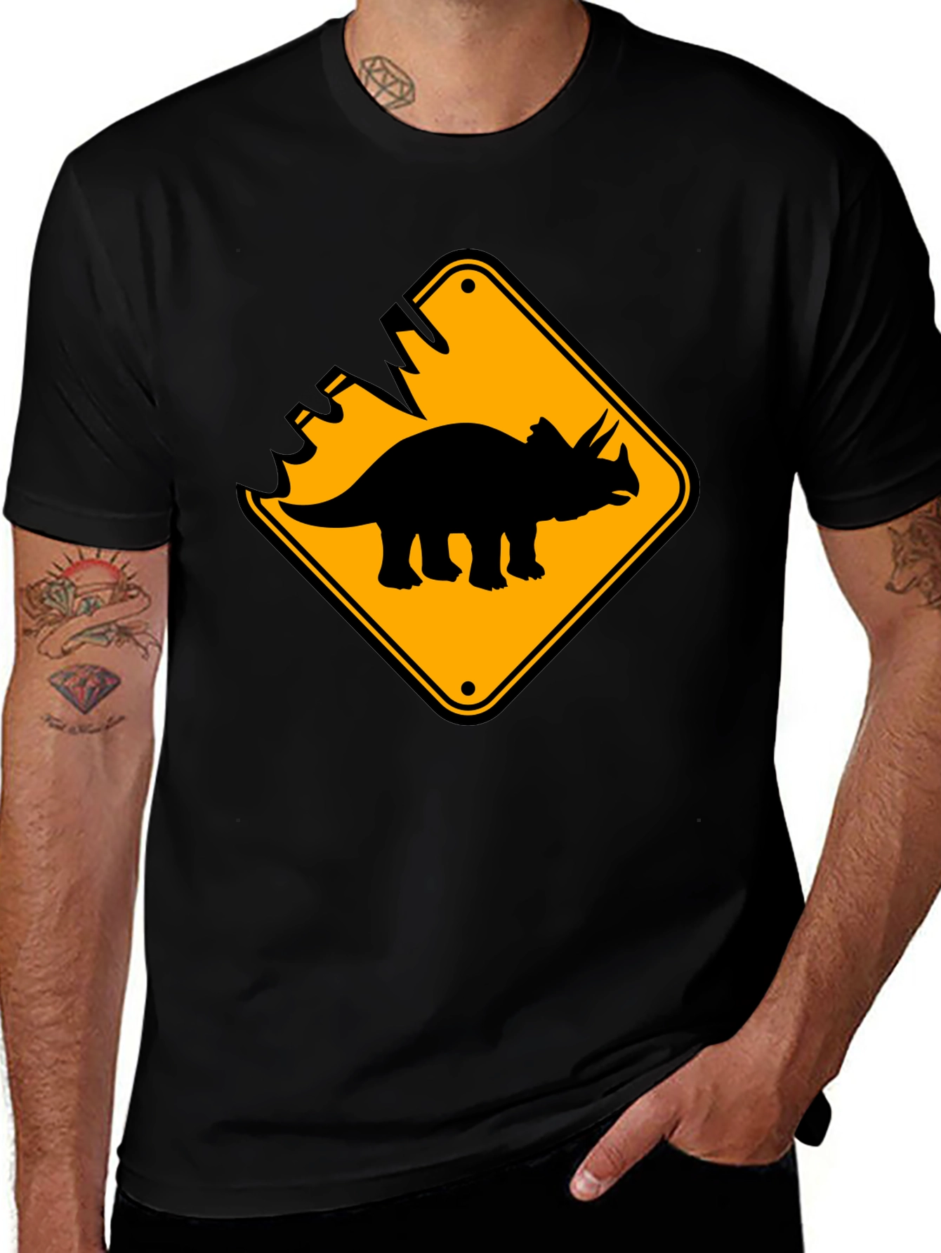 Dinosaur Crossing Black T-Shirt