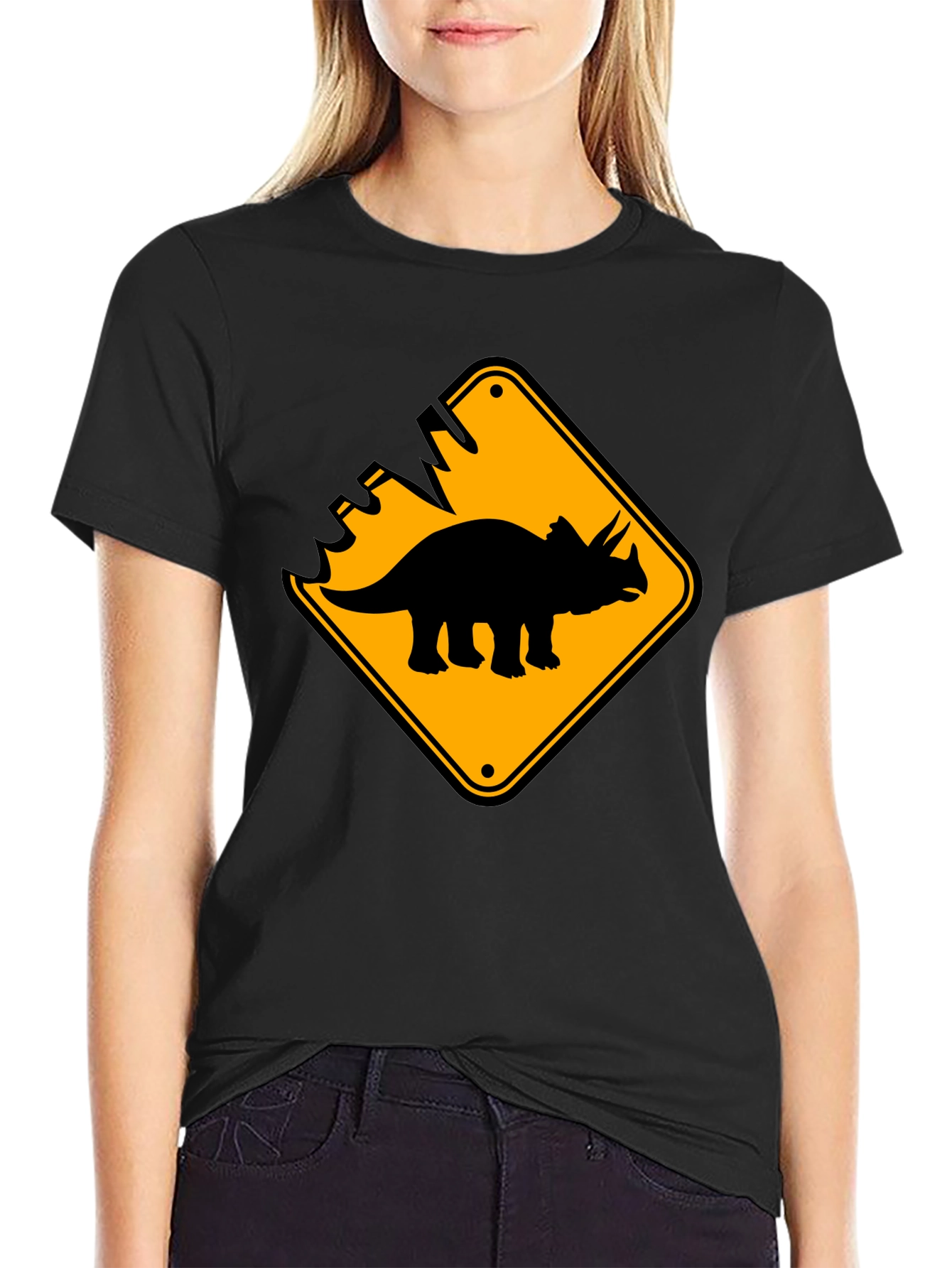 Dinosaur Crossing Black T-Shirt