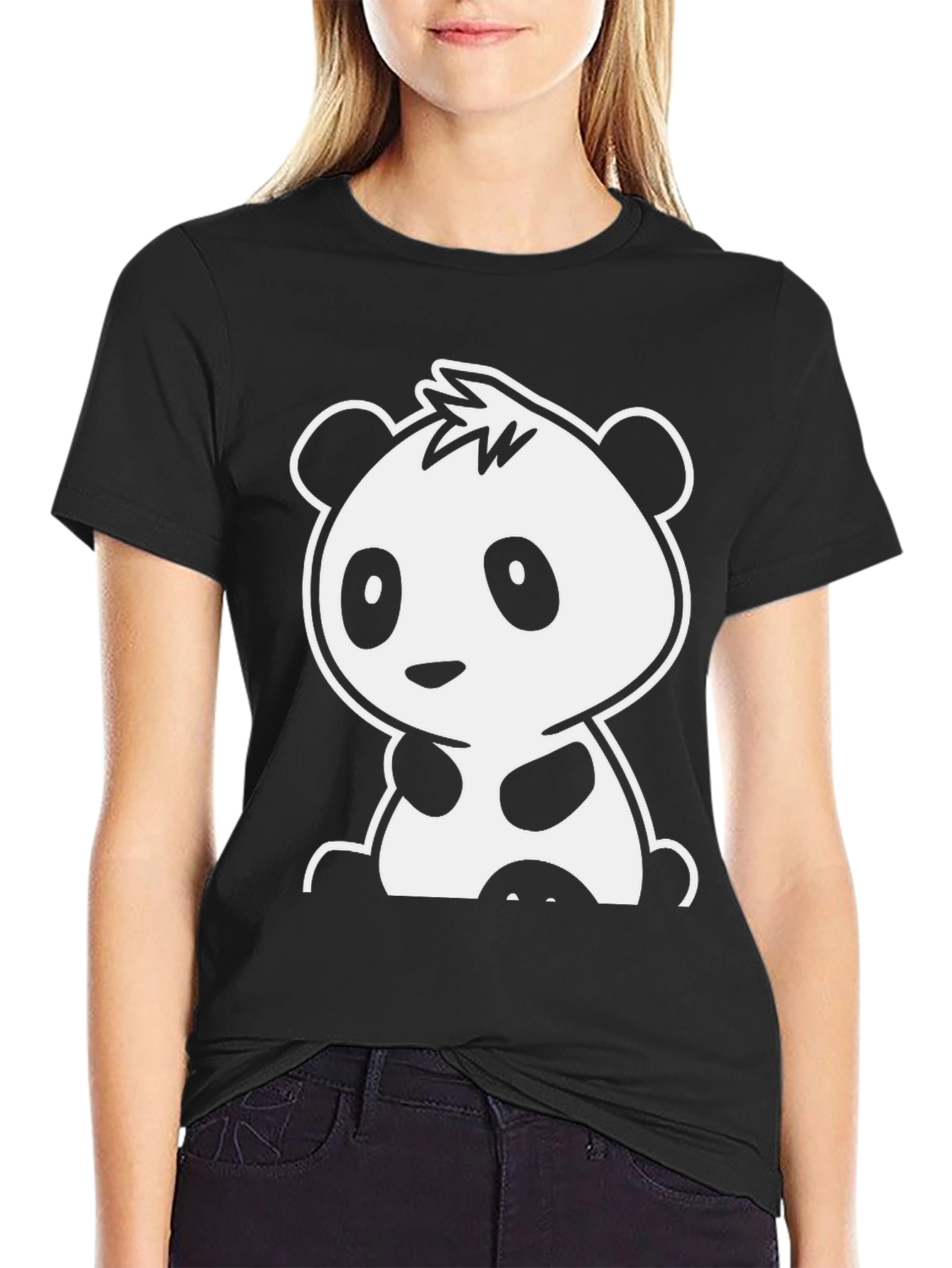 Cute Panda Graphic Tee - Black Unisex Shirt