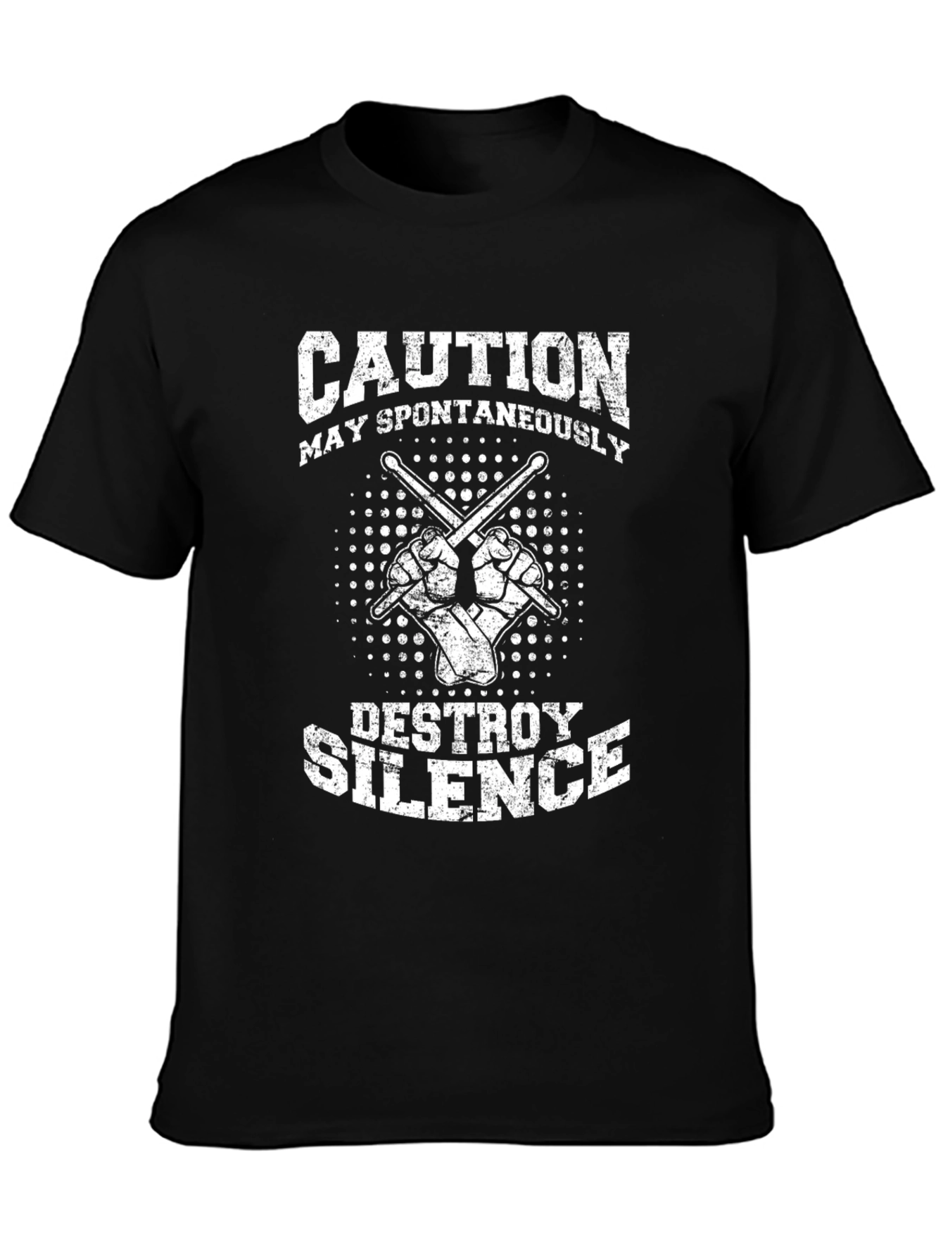 Caution May Spontaneously Destroy Silence Black T-Shirt