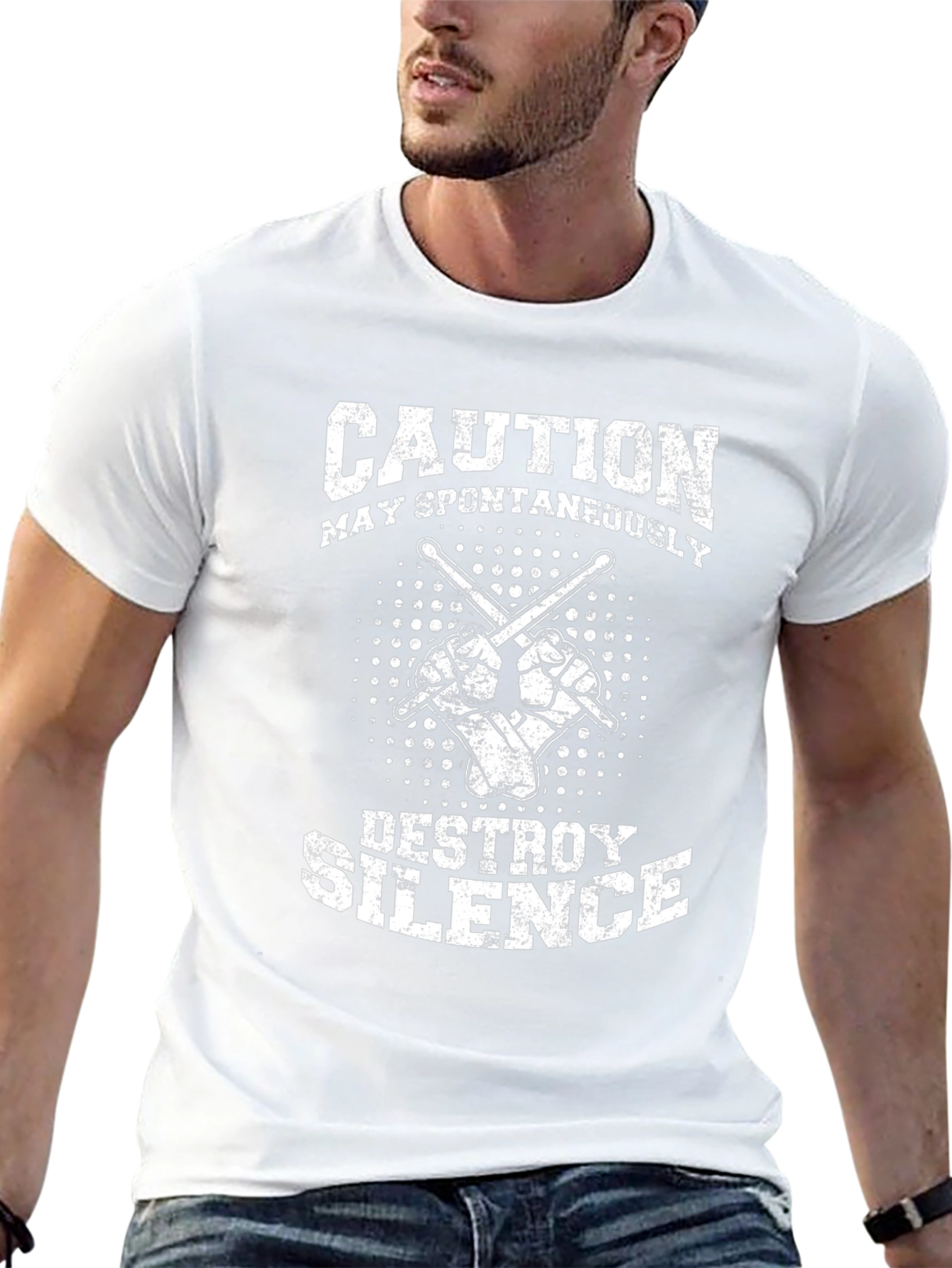 Caution May Spontaneously Destroy Silence Black T-Shirt