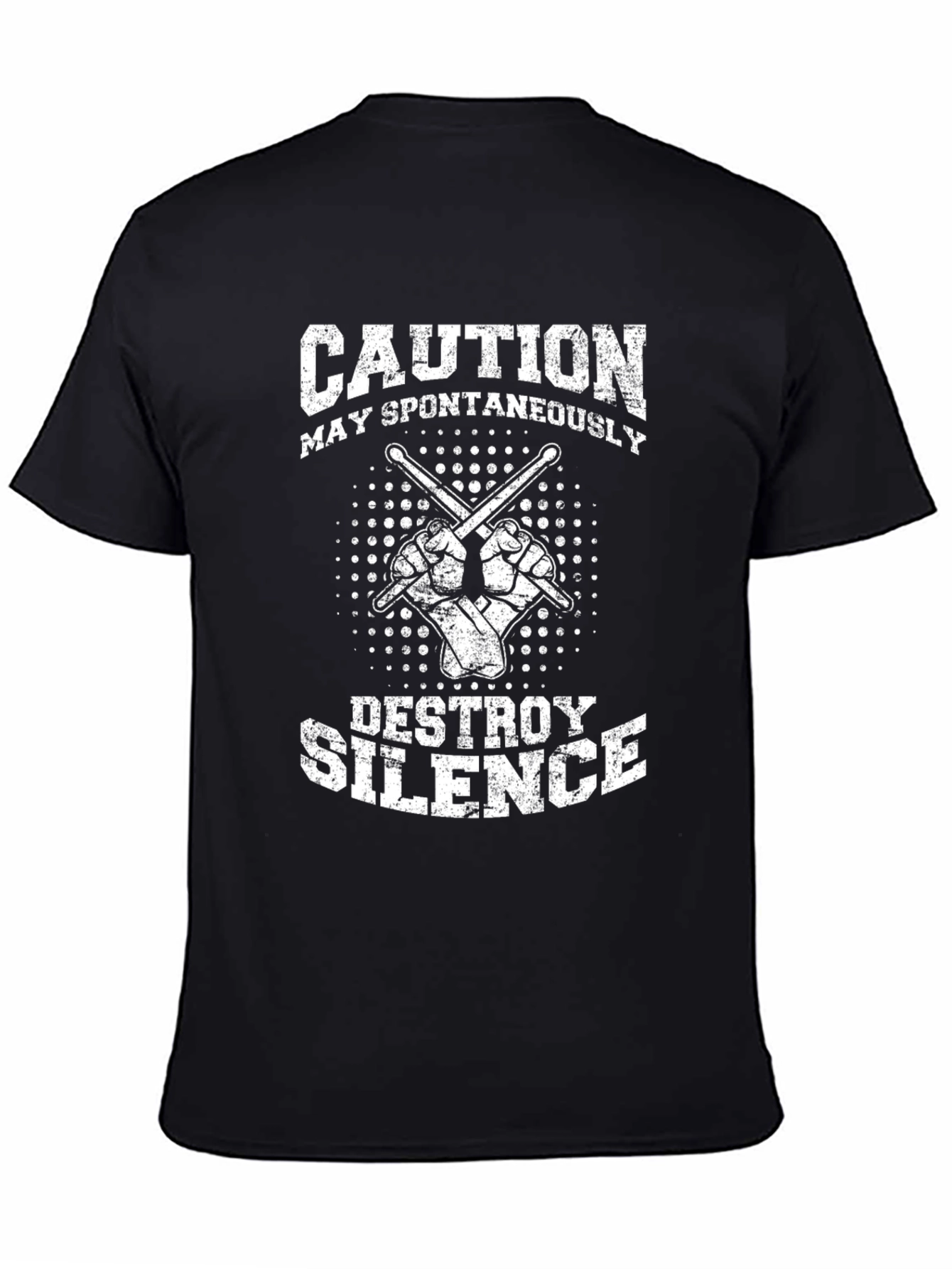Caution May Spontaneously Destroy Silence Black T-Shirt