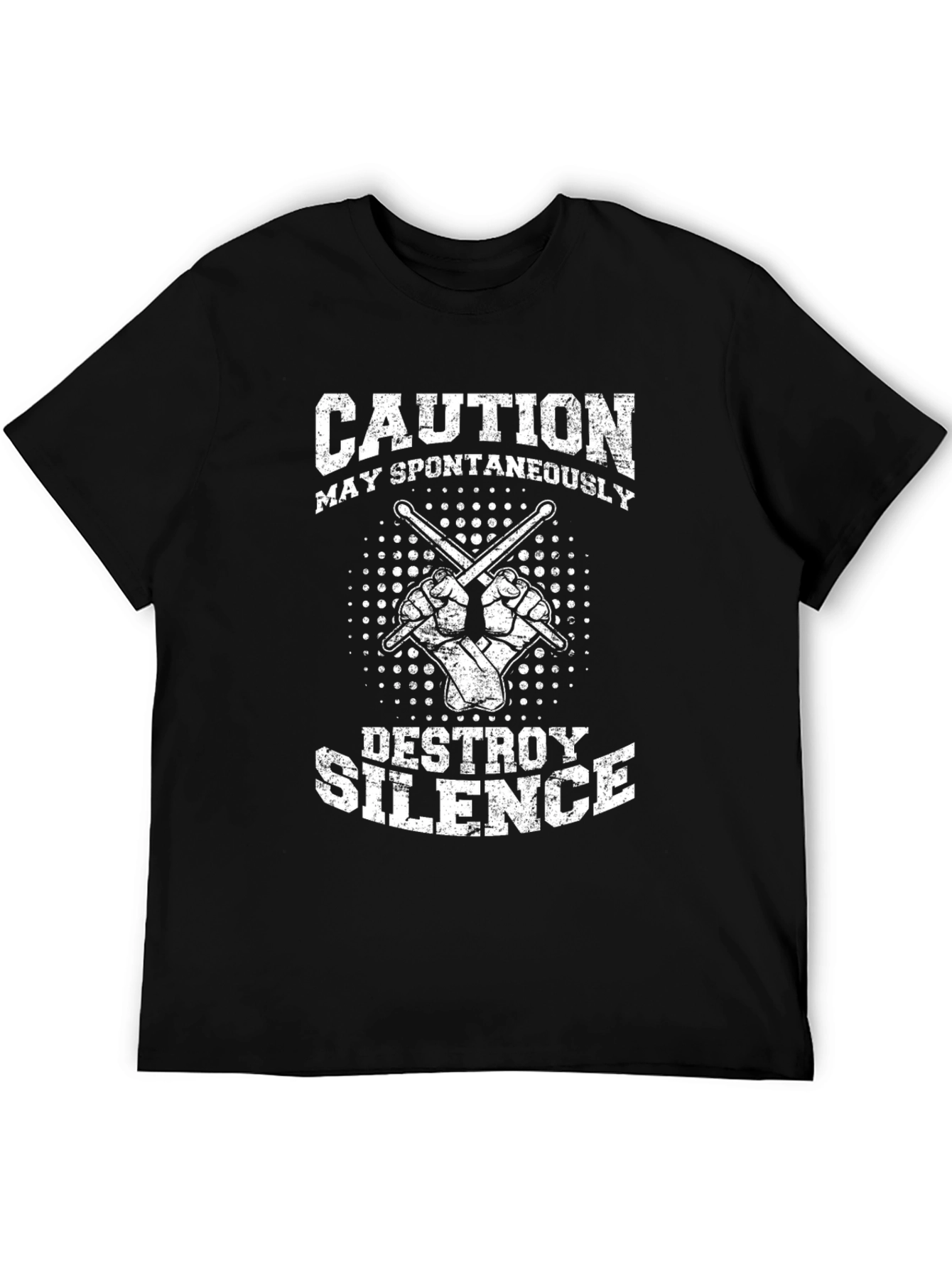 Caution May Spontaneously Destroy Silence Black T-Shirt