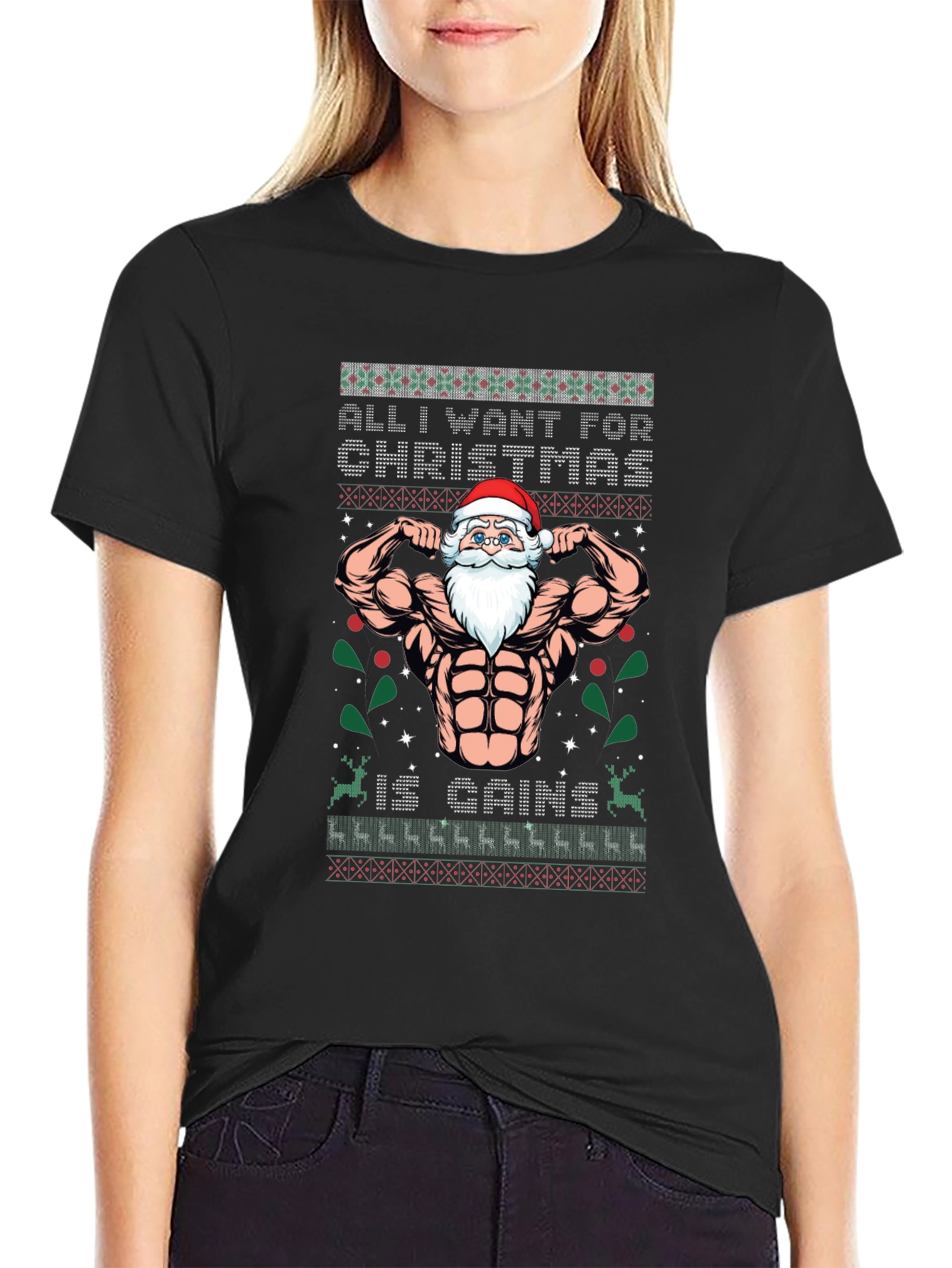 Funny Santa Gains Christmas T-Shirt