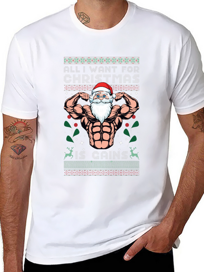 Funny Santa Gains Christmas T-Shirt