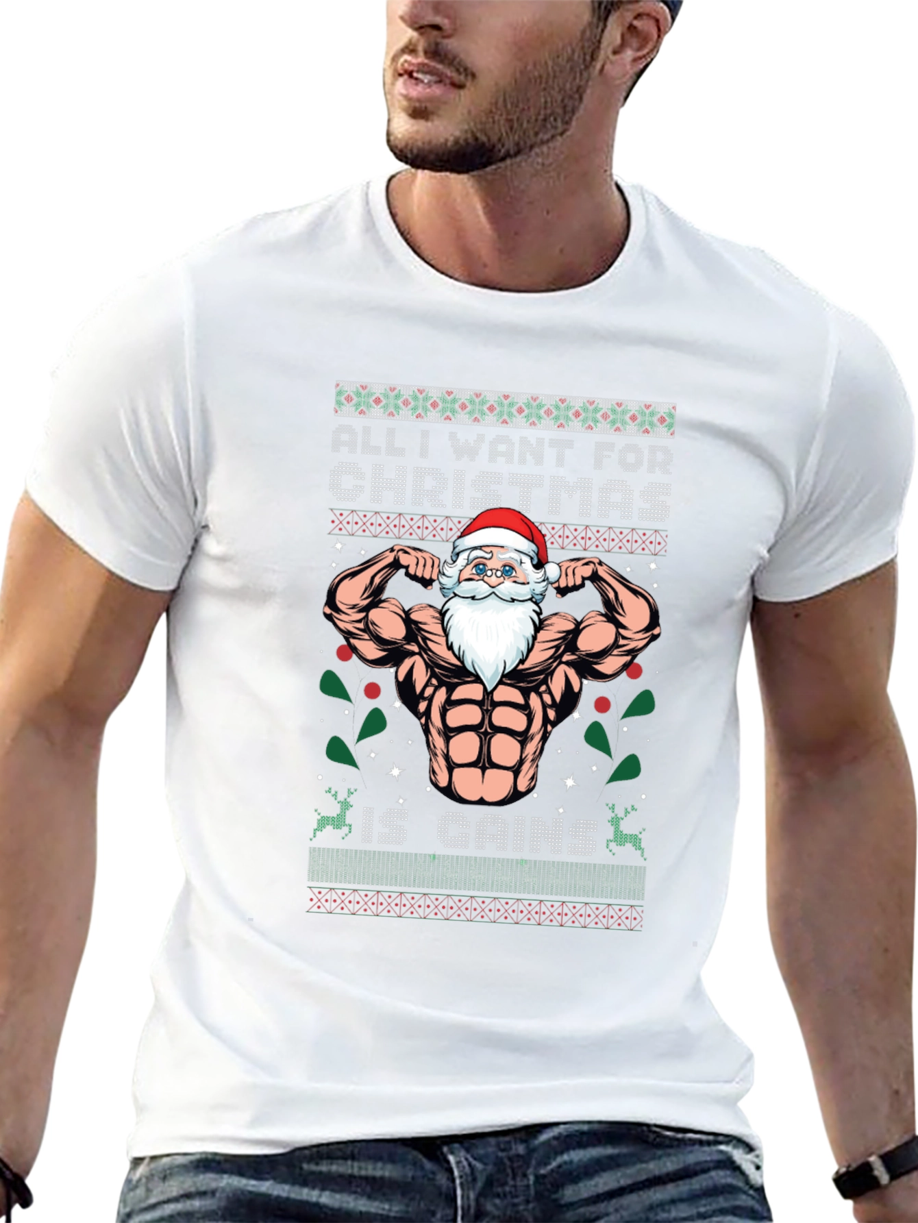 Funny Santa Gains Christmas T-Shirt