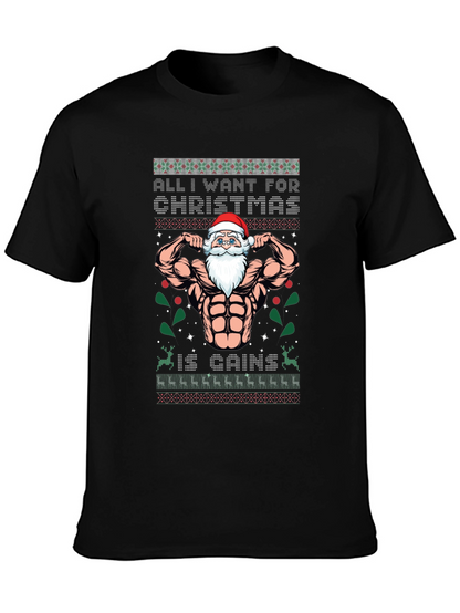 Funny Santa Gains Christmas T-Shirt