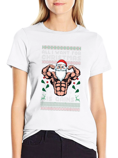 Funny Santa Gains Christmas T-Shirt