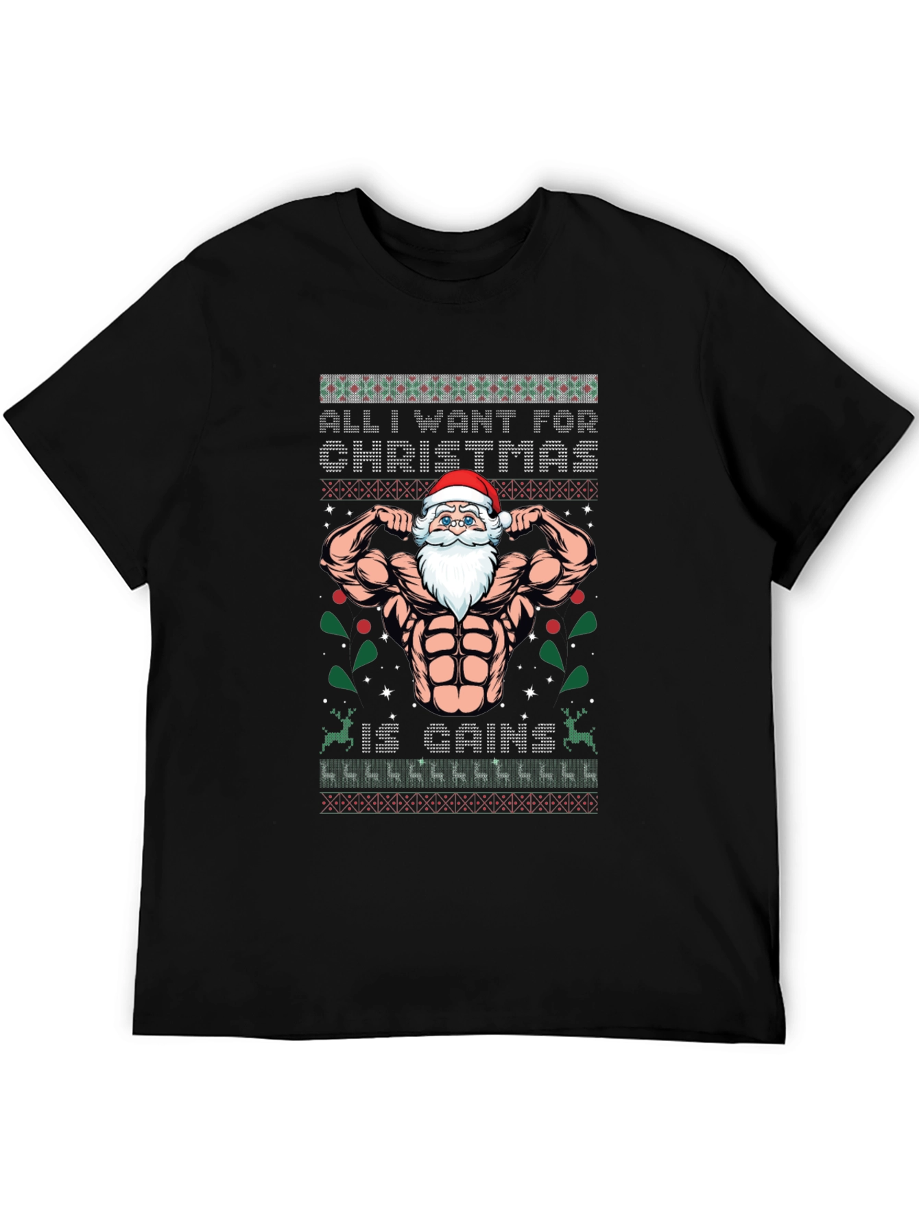 Funny Santa Gains Christmas T-Shirt