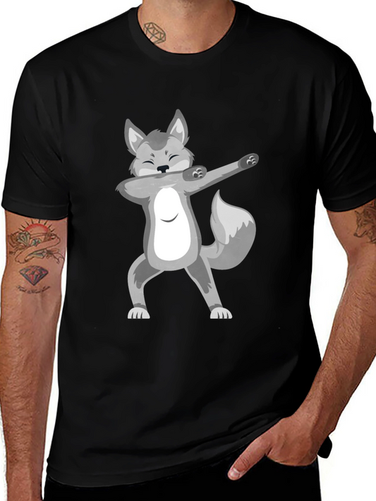 Dabbing Wolf Black T-Shirt - Fun Graphic Tee