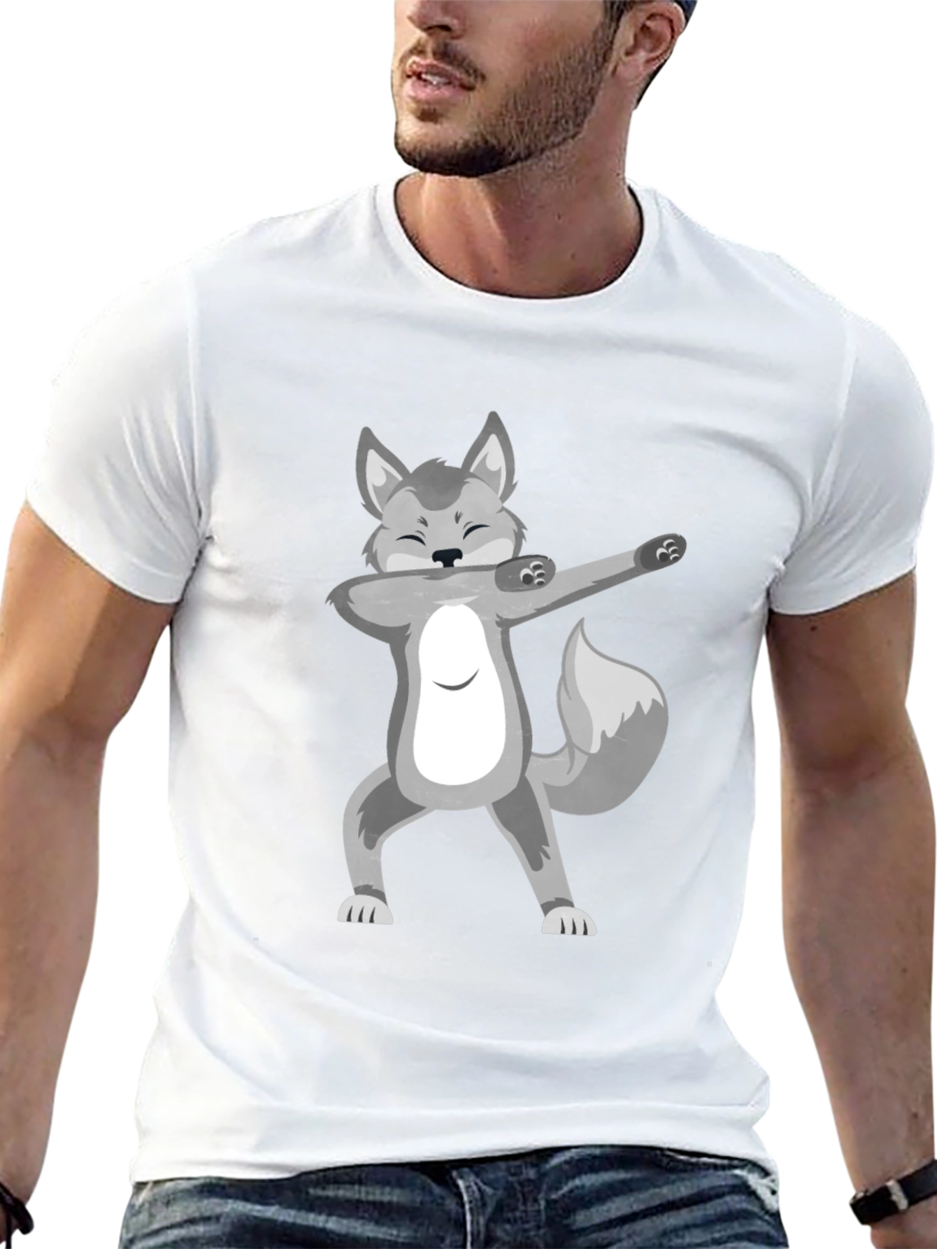 Dabbing Wolf Black T-Shirt - Fun Graphic Tee
