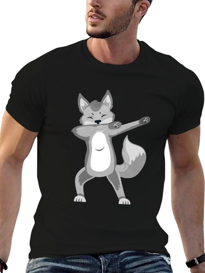 Dabbing Wolf Black T-Shirt - Fun Graphic Tee