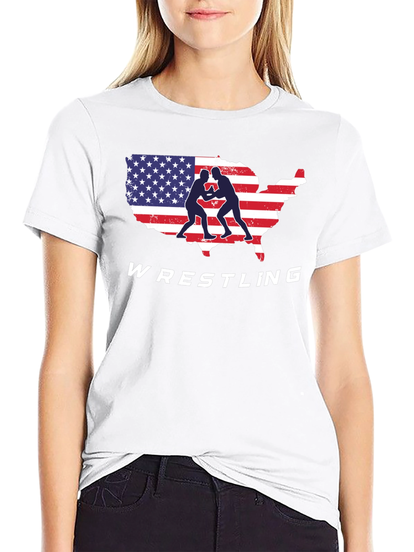 USA Wrestling T-Shirt Patriotic Wrestler Tee