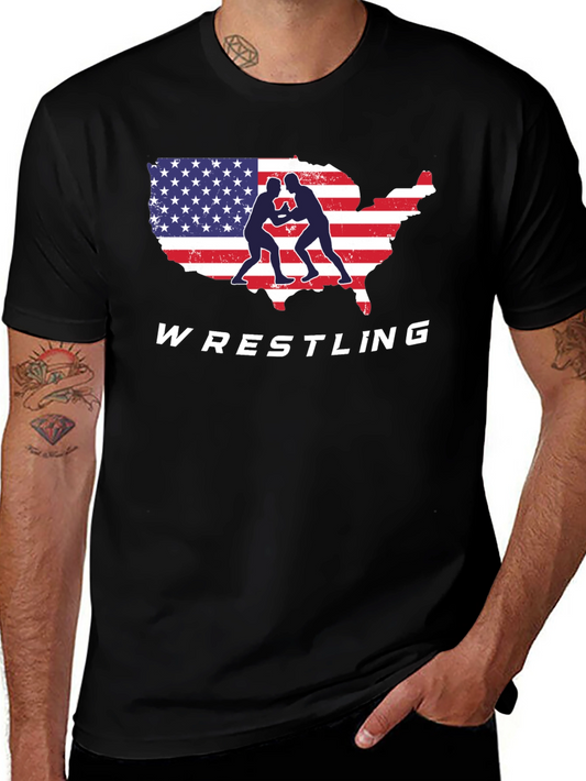 USA Wrestling T-Shirt Patriotic Wrestler Tee