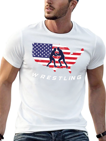 USA Wrestling T-Shirt Patriotic Wrestler Tee