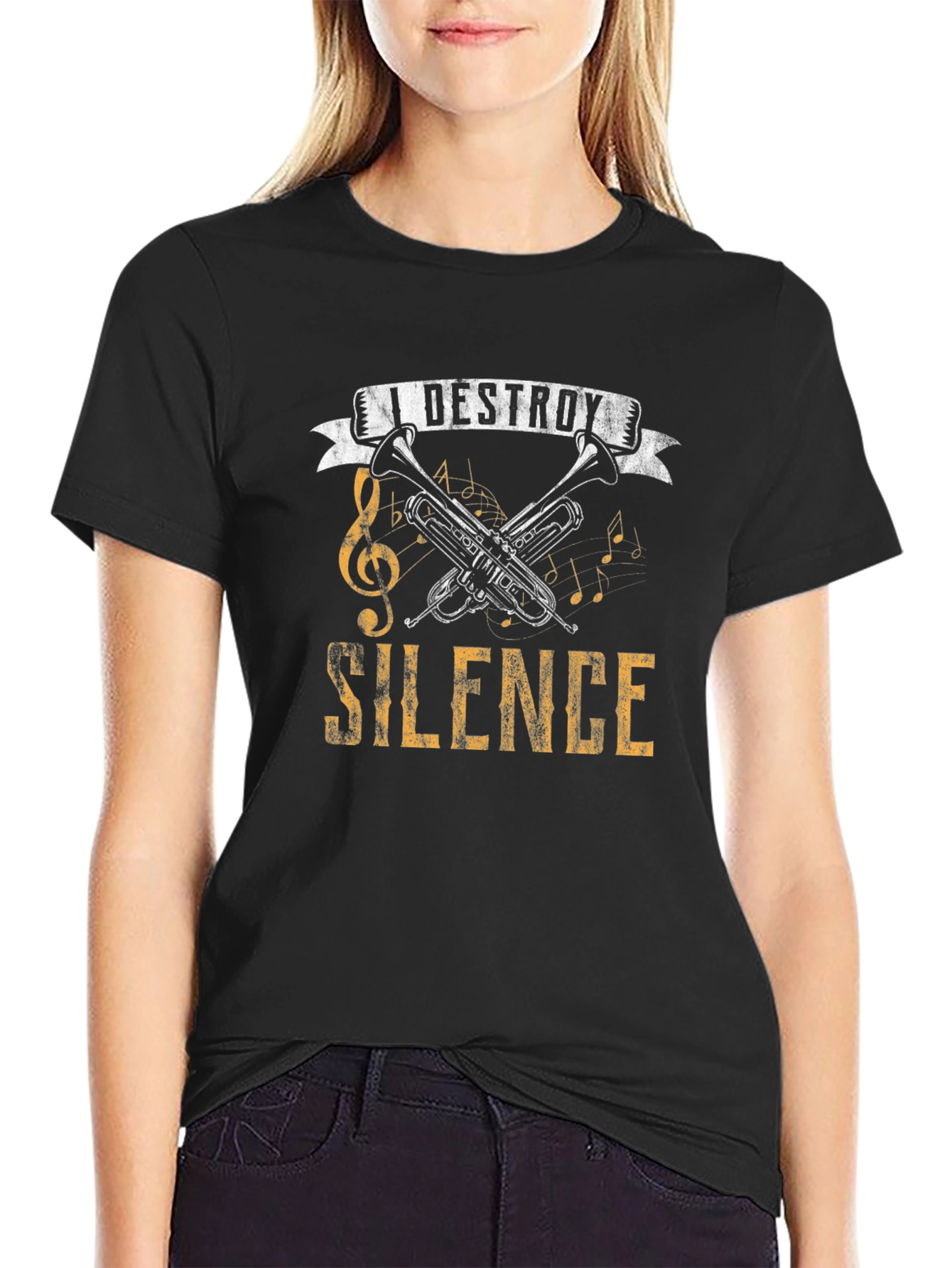I Destroy Silence Trumpet Music T-Shirt