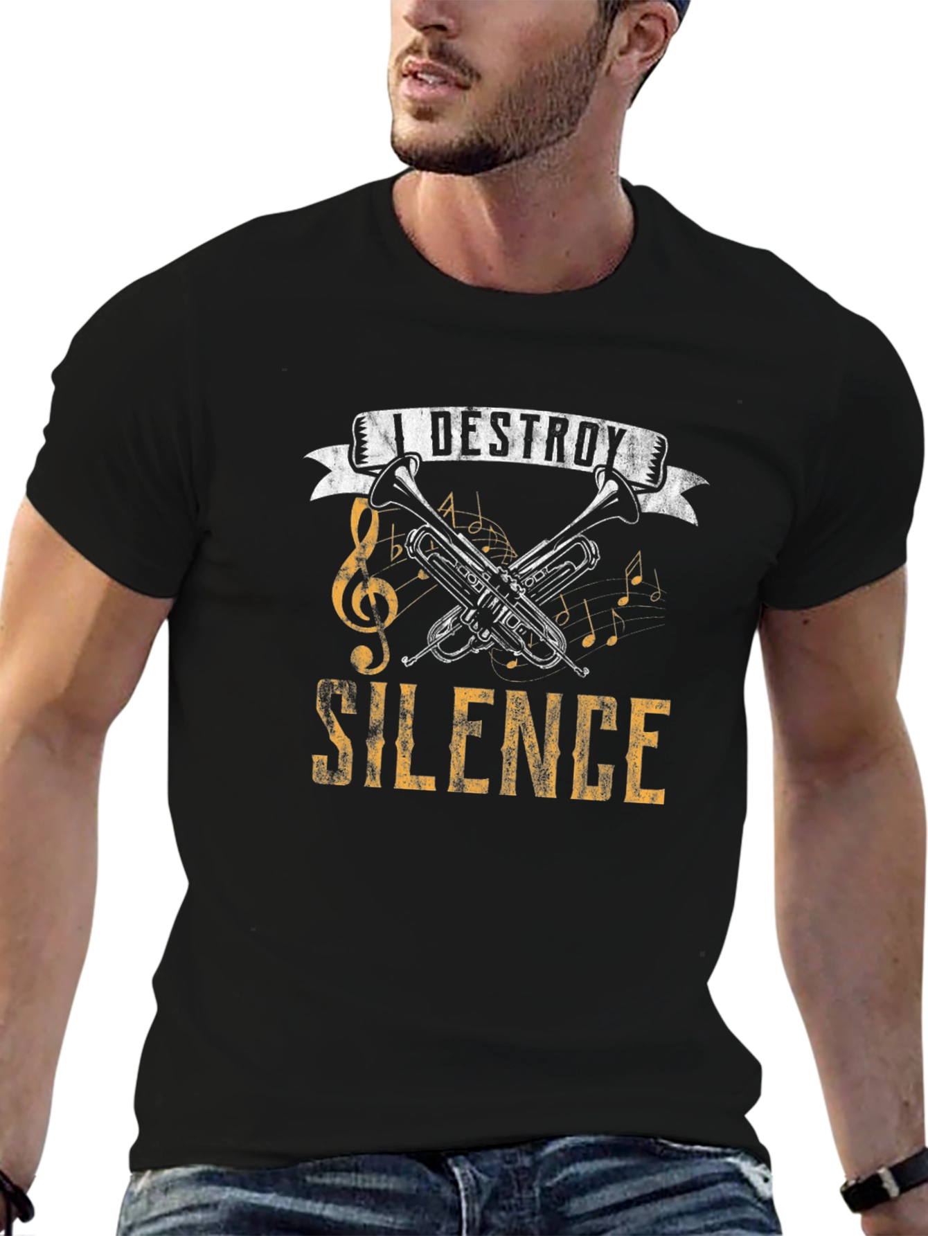 I Destroy Silence Trumpet Music T-Shirt