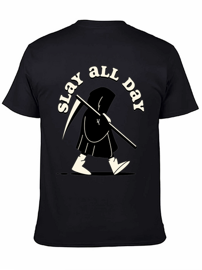 Slay All Day Graphic Tee - Black Cotton T-Shirt