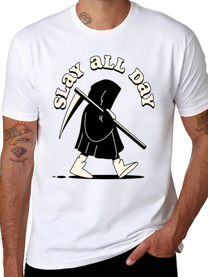 Slay All Day Graphic Tee - Black Cotton T-Shirt