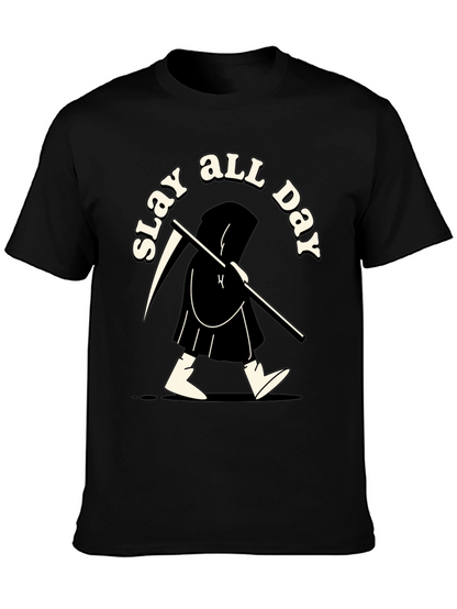 Slay All Day Graphic Tee - Black Cotton T-Shirt