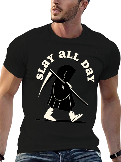 Slay All Day Graphic Tee - Black Cotton T-Shirt