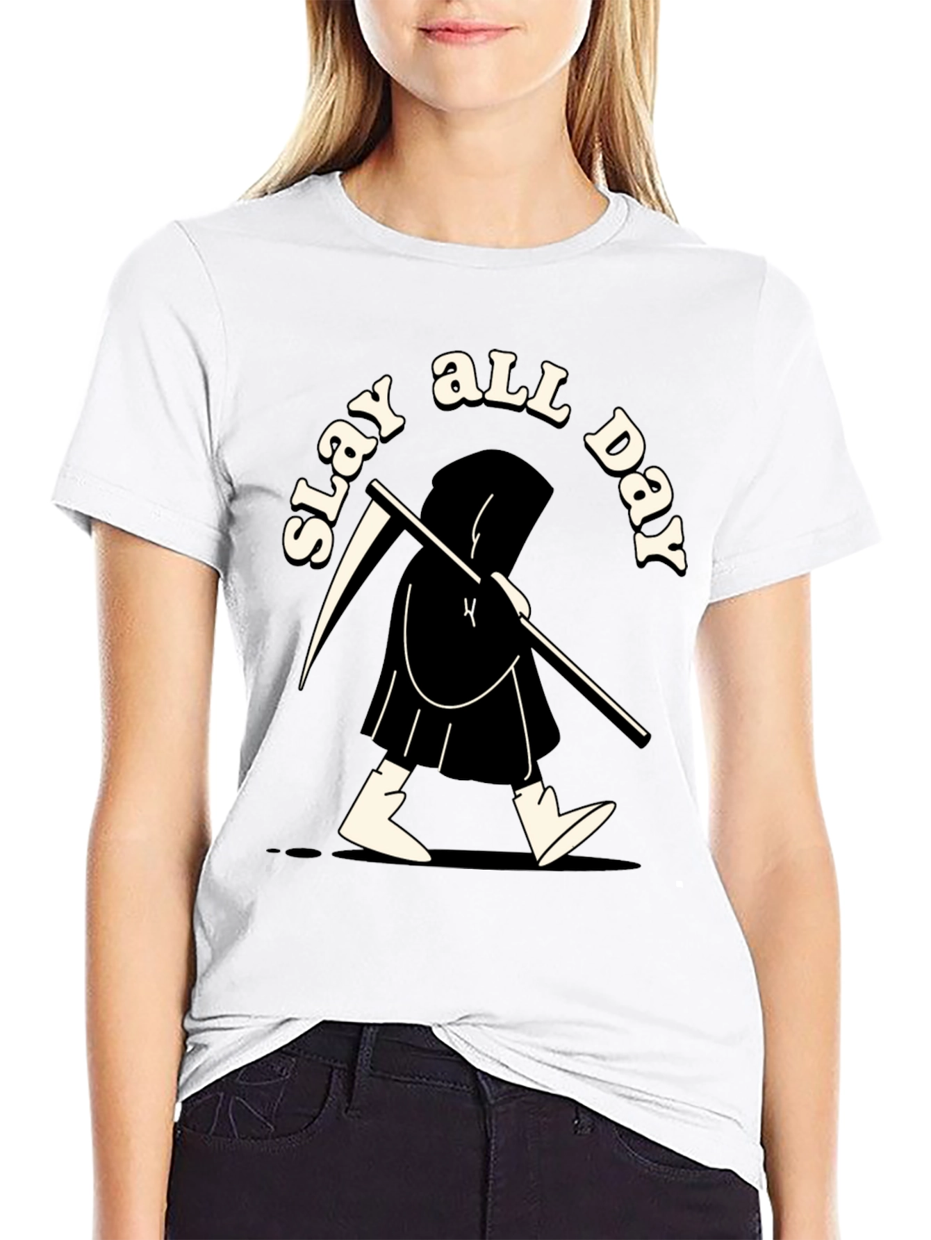 Slay All Day Graphic Tee - Black Cotton T-Shirt