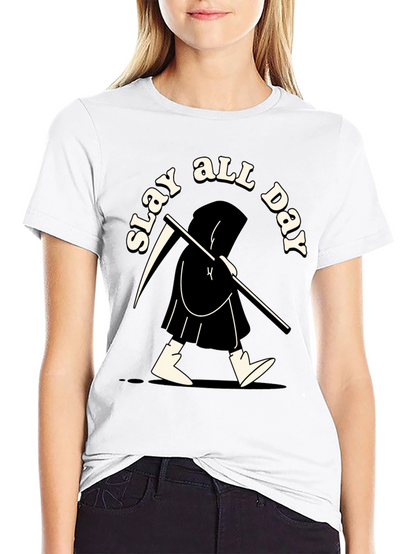 Slay All Day Graphic Tee - Black Cotton T-Shirt