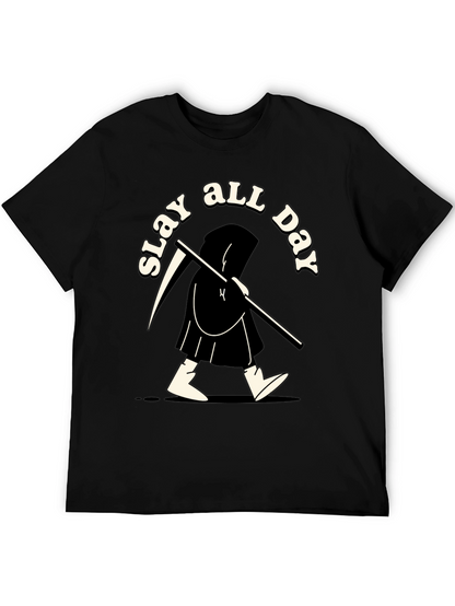 Slay All Day Graphic Tee - Black Cotton T-Shirt