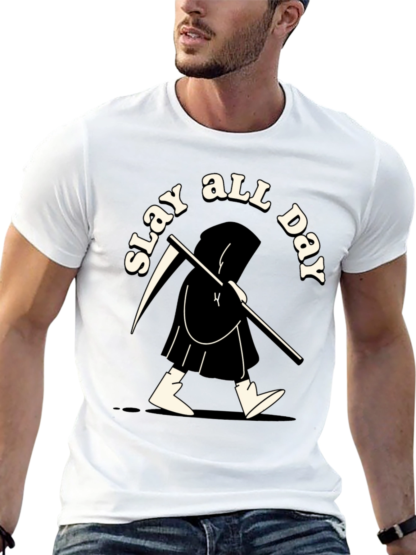 Slay All Day Graphic Tee - Black Cotton T-Shirt