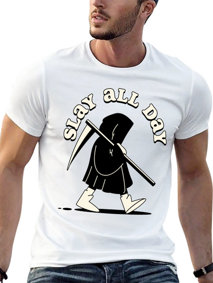 Slay All Day Graphic Tee - Black Cotton T-Shirt