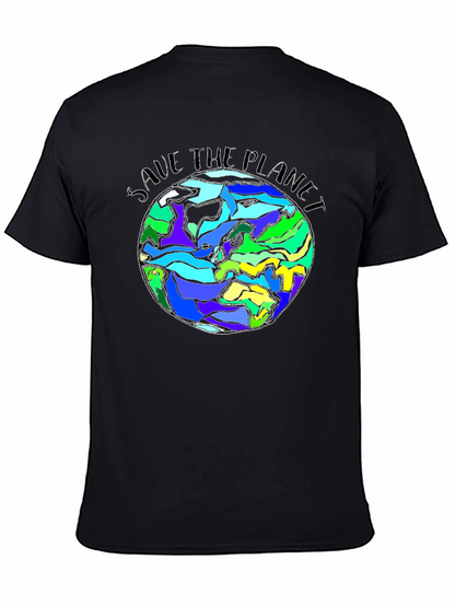 Save The Planet Earth Graphic Black T-Shirt