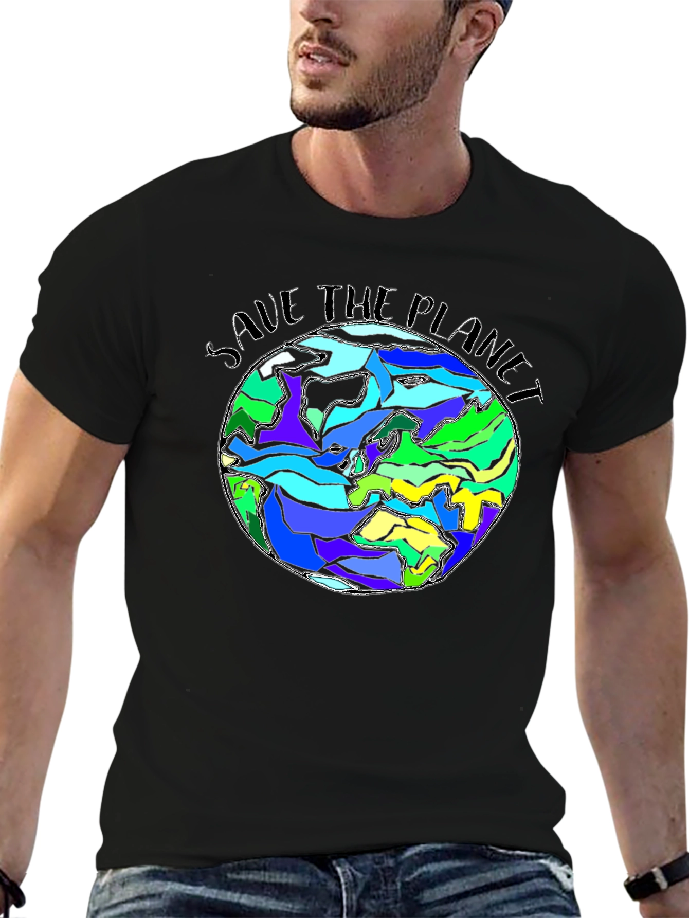 Save The Planet Earth Graphic Black T-Shirt