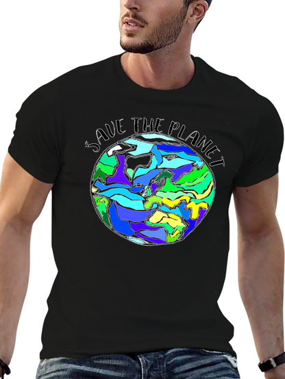 Save The Planet Earth Graphic Black T-Shirt
