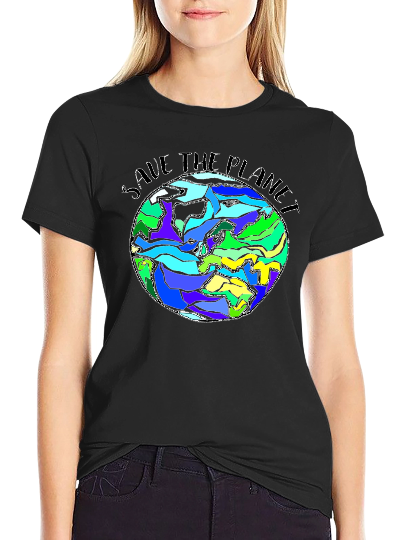 Save The Planet Earth Graphic Black T-Shirt