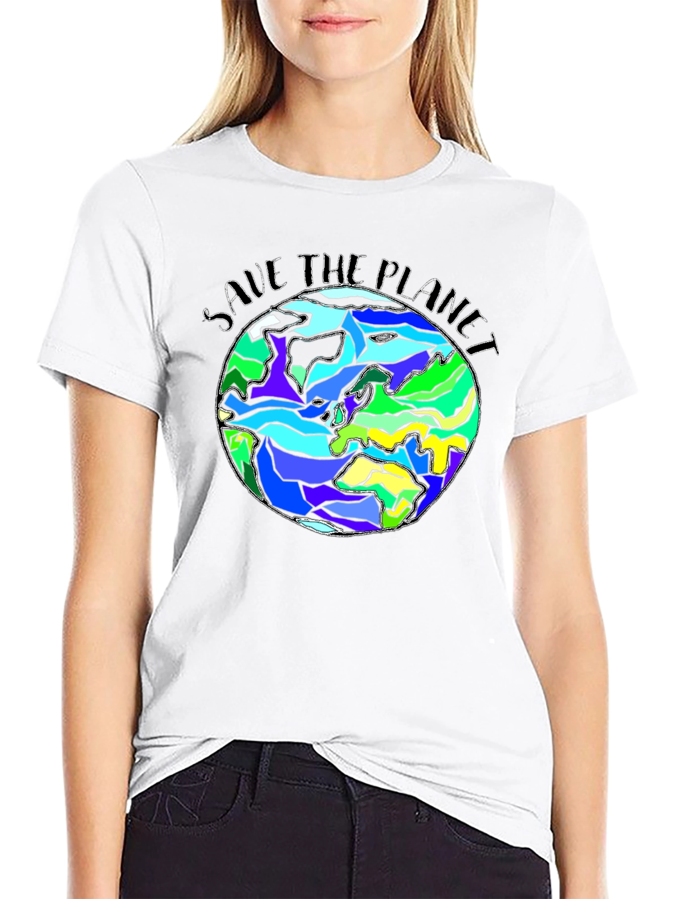 Save The Planet Earth Graphic Black T-Shirt