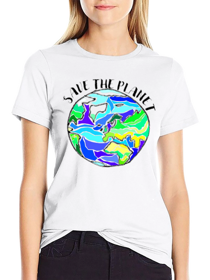 Save The Planet Earth Graphic Black T-Shirt