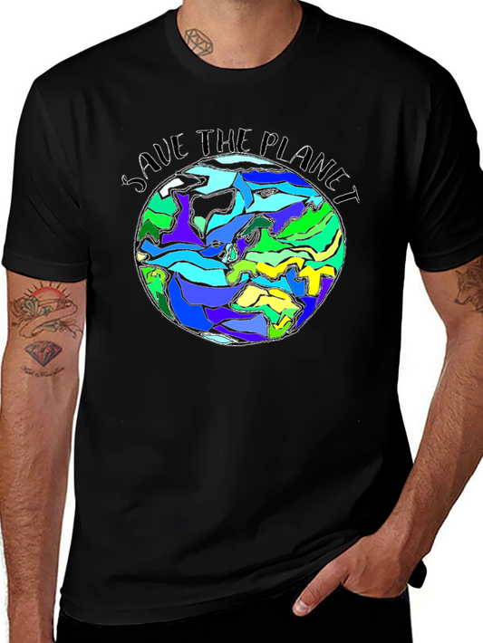 Save The Planet Earth Graphic Black T-Shirt